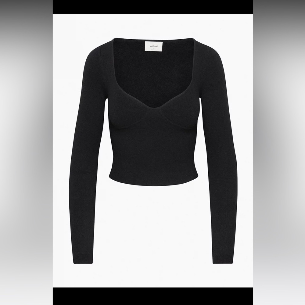 Aritzia Wilfred Sweetheart Crop Sweater in Black